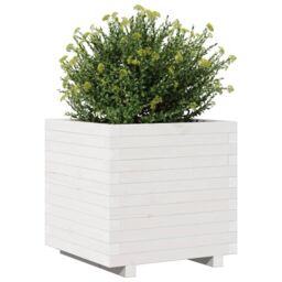 Berkfield Home Garden Planter White 50x50x49.5 cm Solid Wood Pine - thumbnail 4