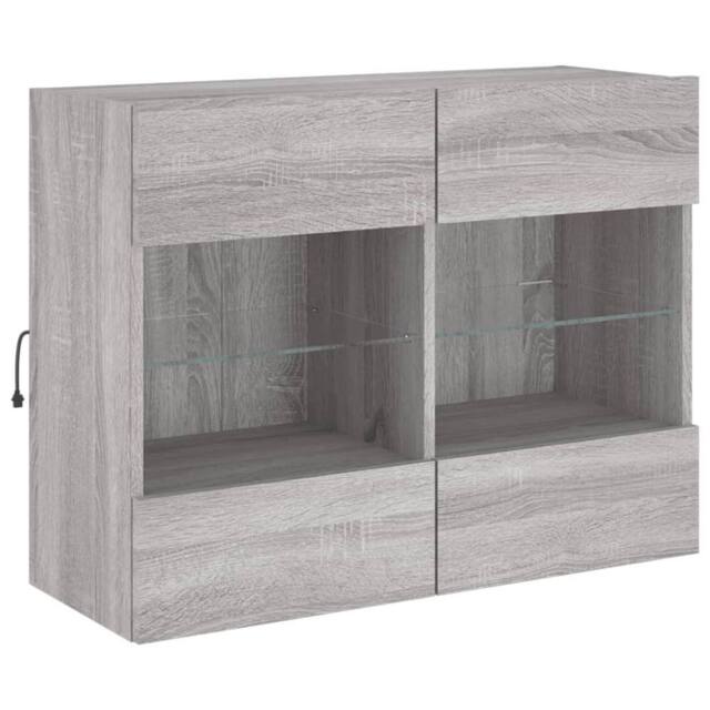 Berkfield Home TV Wall Cabinet with LED Lights Grey Sonoma 78.5x30x60.5 cm - image 1