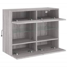 Berkfield Home TV Wall Cabinet with LED Lights Grey Sonoma 78.5x30x60.5 cm - thumbnail 8