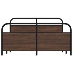 Berkfield Home Metal Bed Frame without Mattress Brown Oak 150x200 cm King Size - thumbnail 5
