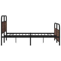 Berkfield Home Metal Bed Frame without Mattress Brown Oak 150x200 cm King Size - thumbnail 6