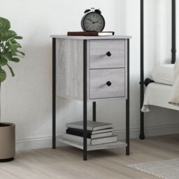 Berkfield Home Bedside Cabinet Grey Sonoma 32x42x70 cm Engineered Wood - Size: 32 x 42 x 70 cm - thumbnail 1