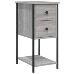 Berkfield Home Bedside Cabinet Grey Sonoma 32x42x70 cm Engineered Wood - Size: 32 x 42 x 70 cm - thumbnail 2