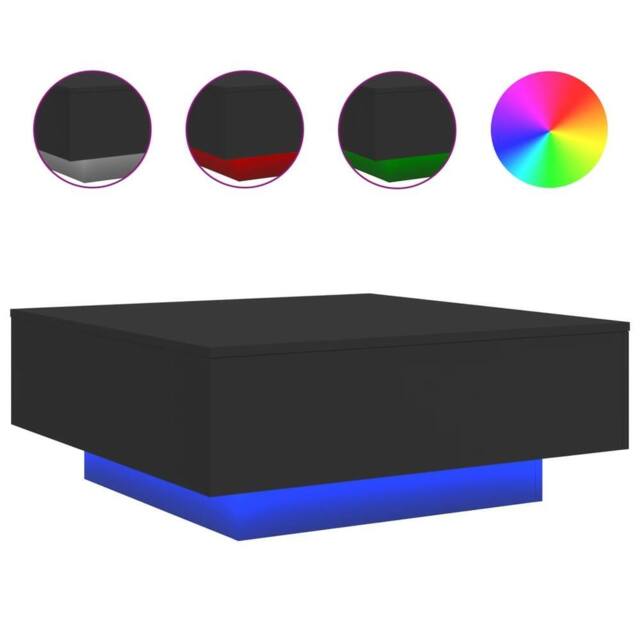 Berkfield Home Coffee Table with LED Lights Black 80x80x31 cm - Size: 80 x 80 x 31 cm - image 1