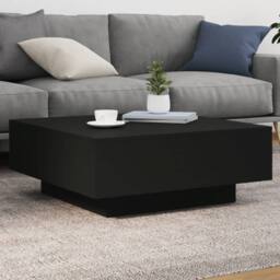 Berkfield Home Coffee Table with LED Lights Black 80x80x31 cm - Size: 80 x 80 x 31 cm - thumbnail 2
