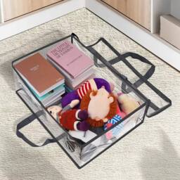 Havendro 2Pcs PVC Clothes Storage Bags Zipped Wardrobe Organizer Box in Clear - thumbnail 3