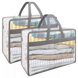 Havendro 2Pcs PVC Clothes Storage Bags Zipped Wardrobe Organizer Box in Clear - thumbnail 1