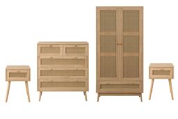 Birlea Wooden 3 Piece Furniture Set Wardrobe Chest of Drawers Bedsides Croxley in Natural - thumbnail 2