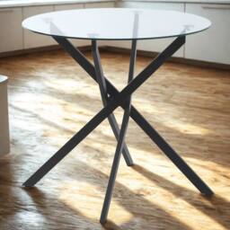 FURNOS Industrial Tempered Glass Round Coffee Table Black - thumbnail 4