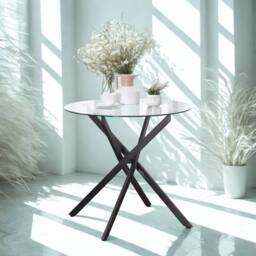 FURNOS Industrial Tempered Glass Round Coffee Table Black - thumbnail 3