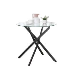 FURNOS Industrial Tempered Glass Round Coffee Table Black - thumbnail 7