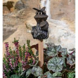 Jardinopia Bee On Thistle Cane or Stake Topper - L4 x W5 x H7.5 cm in Bronze - thumbnail 3