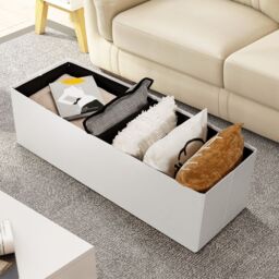 Gymax Shoe Bench Folding Ottoman Foot Stool 160L Capacity With Divider White - thumbnail 3