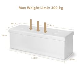 Gymax Shoe Bench Folding Ottoman Foot Stool 160L Capacity With Divider White - thumbnail 2