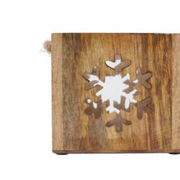 Hill Interiors Wooden Snowflake Tealight Holder 14cm x 14cm x 14cm in Brown - Size: 14 cm x 14 cm x 14 cm - thumbnail 5