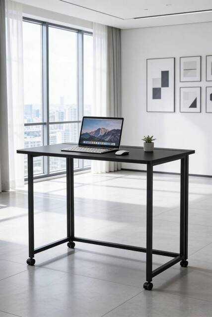 Living and Home Black Willow Wood-Tone Folding Office Desk - image 1