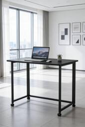 Living and Home Black Willow Wood-Tone Folding Office Desk - thumbnail 1