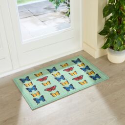 Artsy Mats Butterfly Pattern Indoor Washable Doormat 80x50cm in Light Green - Size: 50 cm x 80 cm - thumbnail 1