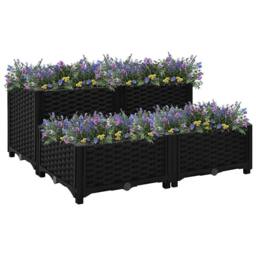 Berkfield Home Raised Bed 80x80x38 cm Polypropylene in Black - Size: 80 x 80 x 38 cm - thumbnail 2
