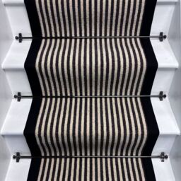 RainbowHome Stripe Quality Wool Stair Runner Loop Pile With 100% Black Cotton Border - Size: 65 cm x 700 cm
