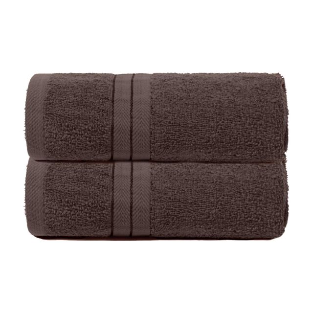 OHS 2 Pack of 100% Cotton Bathroom Hand Towel in Chocolate - image 1