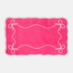 OHS Bows Velvet Bath Mat Soft Absorbent Non Slip Shower Rug in Pink - thumbnail 3