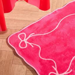 OHS Bows Velvet Bath Mat Soft Absorbent Non Slip Shower Rug in Pink - thumbnail 2
