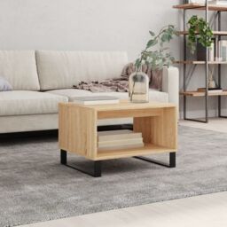 Berkfield Home Coffee Table Sonoma Oak 60x50x40 cm Engineered Wood in Brown - Size: 60 x 50 x 40 cm - thumbnail 1