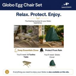 Amazonas Globo Single Hanging Egg Chair Set with Wooden Stand - Luxury Indoor & Outdoor Garden Swing Chair - 120kg in Green - thumbnail 5