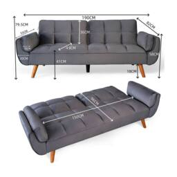 LUXURY LIFE Hudson 3 Seater Velvet Sofa Bed in Light Grey - thumbnail 3