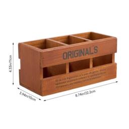 EONLION A Desktop Wooden Pen Pencil Holder in Brown - Size: 500mm - thumbnail 2
