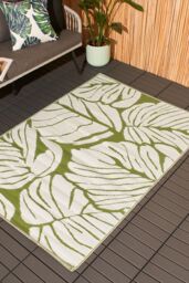 OHS Palm Garden Outdoor Rug Large Waterproof Non Slip Area Reversible Mat in Green - Size: 120 cm x 170 cm - thumbnail 2