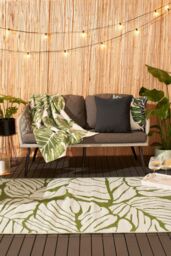 OHS Palm Garden Outdoor Rug Large Waterproof Non Slip Area Reversible Mat in Green - Size: 120 cm x 170 cm - thumbnail 1