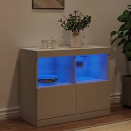 Berkfield Home Sideboard with LED Lights White 81x37x67 cm - Size: 81 x 37 x 67 cm - thumbnail 4