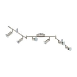 Loops Flush 6 Spot Ceiling Light Colour Satin Nickel Shade Bulb GU10 6x3W Included in Metallics