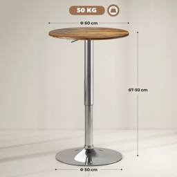 Havendro Round Bar Table, Swivel Bistro Table with Adjustable Height - thumbnail 2