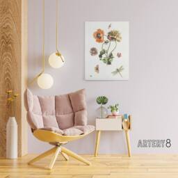 "Artery8 Poppies Butterflies & Dragonfly Teyler Canvas Wall Art in White - Size: W18"" x H24""" - thumbnail 3