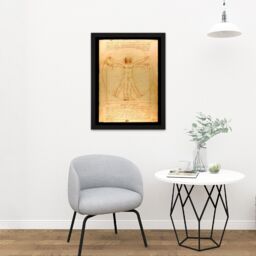 "Artery8 Wall Art Print Da Vinci Vitruvian Man Human Proportions 1490 Diagram Large Framed Wall Décor Art in Brown - Size: W18"" x H24""" - thumbnail 2