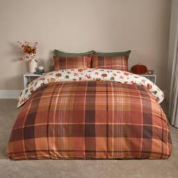 OHS Autumn Gonk Reversible Check Duvet Cover Set with Pillowcase in Beige - Size: King - thumbnail 3