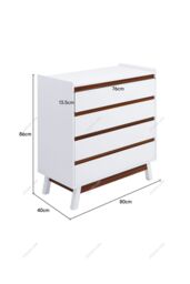 Living and Home 4-Tier Drawers Bedroom Chest Storage Cabinet in White - thumbnail 6