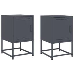 Berkfield Home Durable Bedside Cabinets 2 pcs Anthracite 36x39x60.5 cm Steel in Dark Grey - thumbnail 3