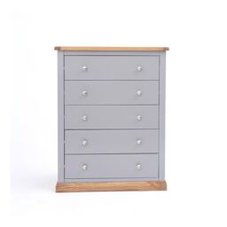 Cabinet Bits Biccari 5 Drawer Chest of Drawers Chrome Knob in Grey - thumbnail 1