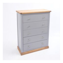 Cabinet Bits Biccari 5 Drawer Chest of Drawers Chrome Knob in Grey - thumbnail 3