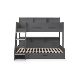 Ashfield Anthracite Triple Sleeper Book Case Bunk Bed in Charcoal - Size: Single - thumbnail 4