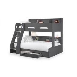 Ashfield Anthracite Triple Sleeper Book Case Bunk Bed in Charcoal - Size: Single - thumbnail 2
