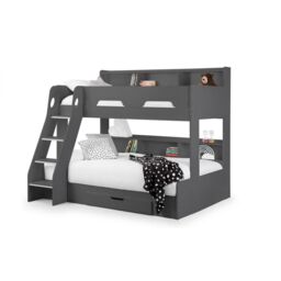 Ashfield Anthracite Triple Sleeper Book Case Bunk Bed in Charcoal - Size: Single - thumbnail 3
