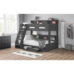 Ashfield Anthracite Triple Sleeper Book Case Bunk Bed in Charcoal - Size: Single - thumbnail 1