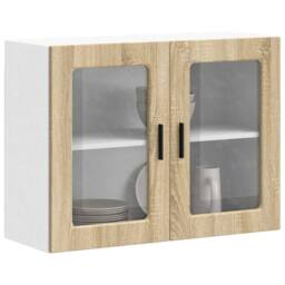 Berkfield Home Kitchen Wall Cabinet with Glass Door Porto Sonoma Oak in Light Tan - thumbnail 4