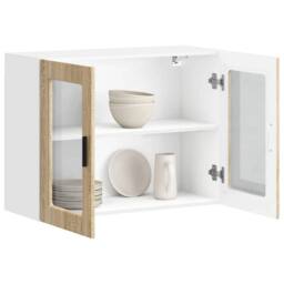 Berkfield Home Kitchen Wall Cabinet with Glass Door Porto Sonoma Oak in Light Tan - thumbnail 5