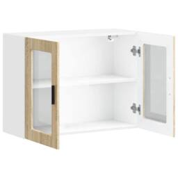 Berkfield Home Kitchen Wall Cabinet with Glass Door Porto Sonoma Oak in Light Tan - thumbnail 6